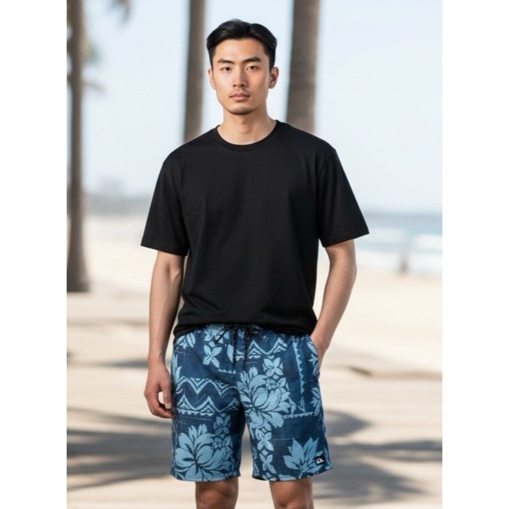 Quiksilver Men's M Brief Lined Boardshorts Elastic Waist Drawcord Blue EUC 17"